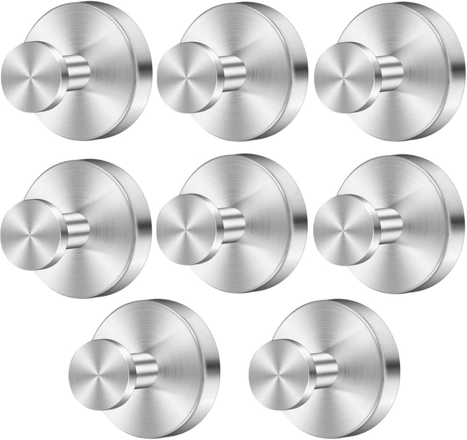 Silver Suction Cup Hooks for Shower Waterproof - Set of 4, No Drill Stainless Steel Towel Hooks for Bathroom Wall, Kitchen, Glass, Mirror, Tile - Ideal for Hanging Towels, Robes, and Loofahs