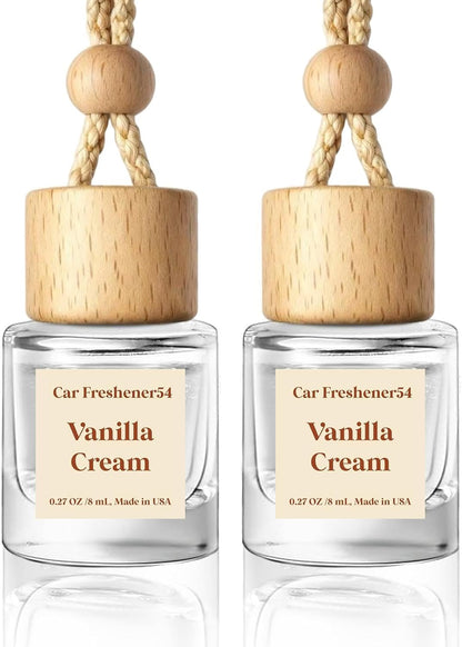 HoogaLife Car Air Freshener Diffuser 2 Pack Hanging Air Freshener Diffuser - Vanilla Cream Fragrance Oil Air D iffuser for Car, 45+ days Long Lasting Fragrance Made in USA C ar Air Fresheners (V54)