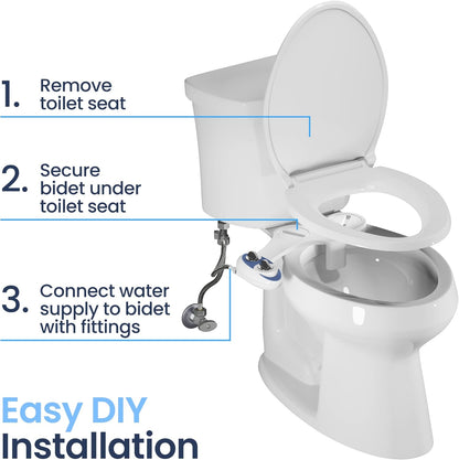 LUXE Bidet NEO 120 - Single Nozzle, Self-Cleaning, Non-Electric Bidet Attachment for Toilet Seat, Adjustable Water Pressure, Rear Wash (White)