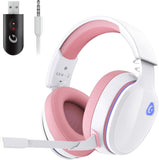 Gtheos 2.4GHz wireless gaming headset for ps5, ps4, nintendo switch and pc with noise canceling mic and 40+hr battery life - white