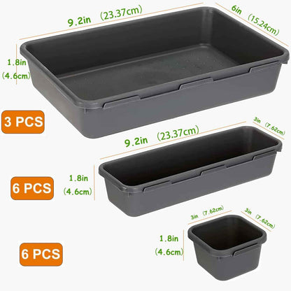 15-Piece Interlocking Desk Organizer: Versatile Storage for Office, Bathroom, and Kitchen