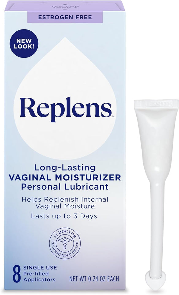 replens doctor-recommended estrogen-free vaginal moisturizer for vaginal dryness, 8 pre-filled applicators