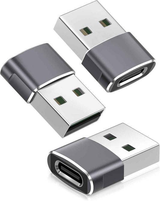 Basesailor USB to USB C Adapter,USBC Female to USB A Male Adapter,Type C Converter Charger for iPhone 17 Pro Max,16 15,Apple Watch iWatch S11 S10 SE,AirPods 3,iPad mini Air,Samsung Galaxy S25,Gray