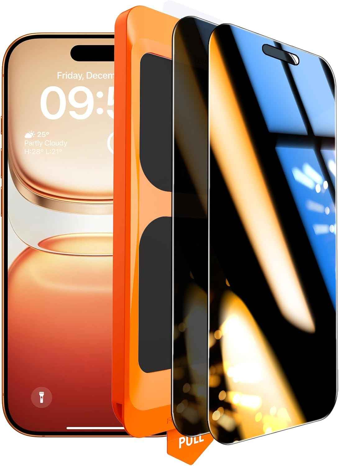 TOCOL for iPhone 17 Screen Protector 6.3 inch 9H Hardness Military Grade Shatterproof HD Tempered Glass for Full Coverage Protection 2 Pack