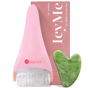 baimei icyme ice roller face gua sha tool set pink reduces puffiness migraines skin care