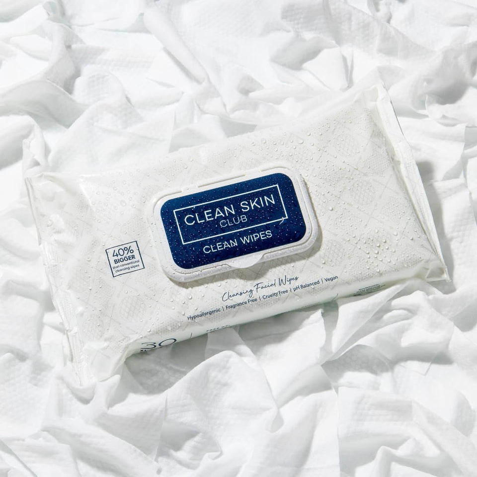 Clean Skin Club XL Premium fragrance-free face wipes, extra moist makeup remover w/ exfoliating side, (30 Ct)