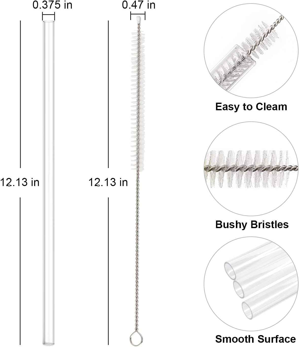 Replacement Straw Compatible with Stanley 40 oz 30 oz Cup Tumbler, 6 Pack Reusable Straw with Cleaning Brush, Plastic, Clear