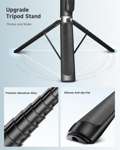 71” Phone Tripod & Selfie Stick, Portable All in One Extendable Cell Phone Tripod Stand, with Wireless Remote Control for iPhone/Samsung/Android/Camera