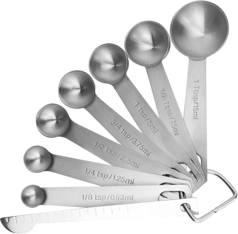 Measuring Spoons, Premium Heavy Duty 18/8 Stainless Steel Measuring Spoons Cups Set, Small Tablespoon with Metric and US Measurements, Set of 6 for Measuring Dry and Liquid Ingredients