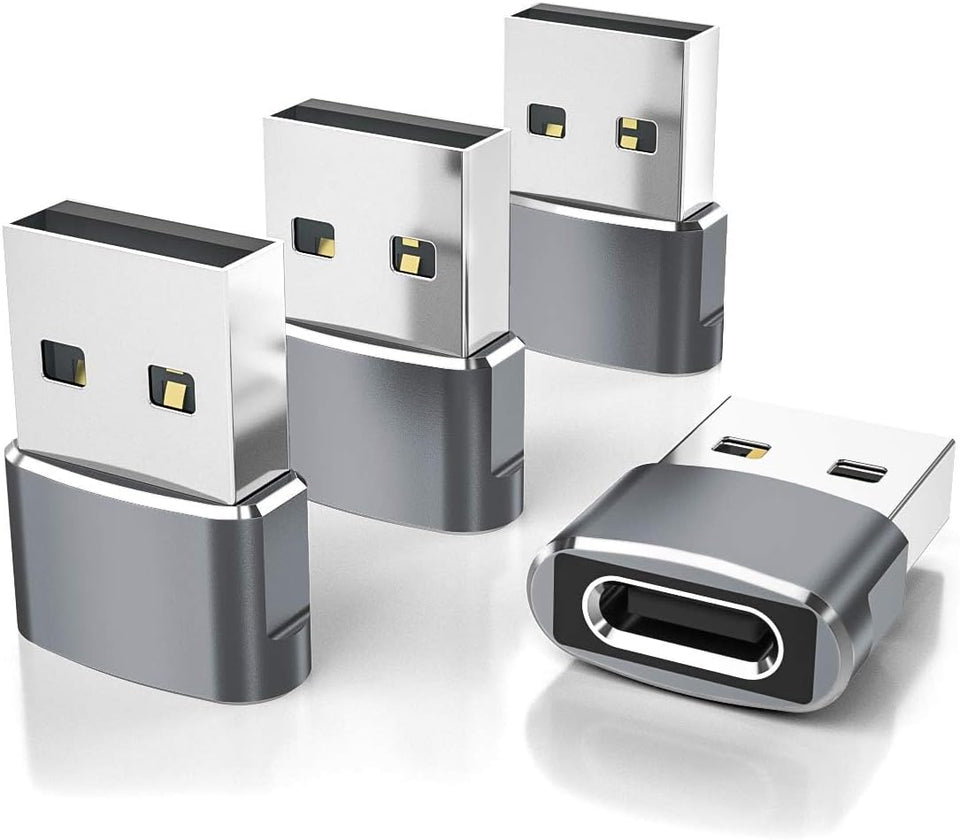 USB to USB-C Adapter for iPhone and Samsung, 4-Pack, Aluminum Alloy, Compact Design