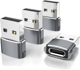 USB to USB-C Adapter for iPhone and Samsung, 4-Pack, Aluminum Alloy, Compact Design