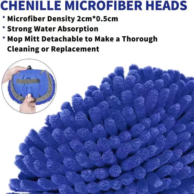 Wontolf 62 inch long handle car wash brush kit with chenille microfiber car wash mop for scratch-free car detailing cleaning