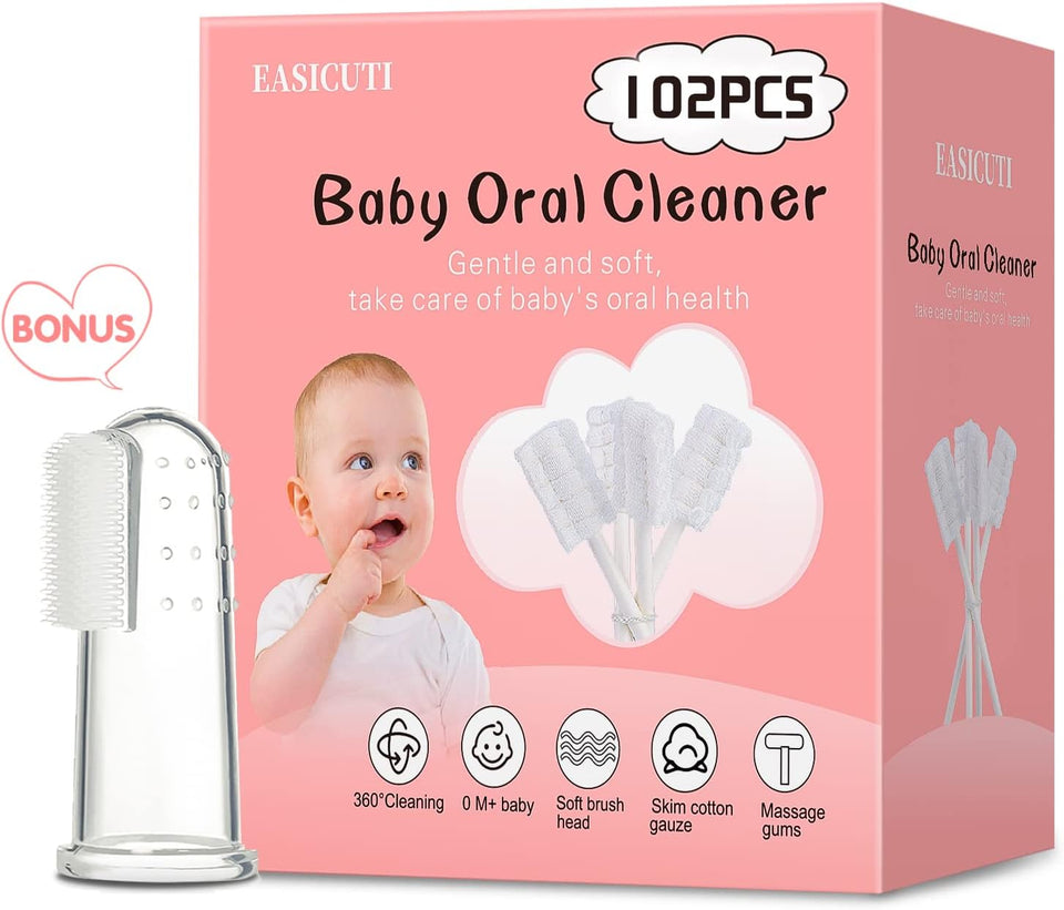 Easicuti baby tongue cleaner 42pcs disposable toothbrush for 0-36 months with free finger toothbrush