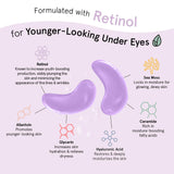 grace & stella Retinol Under Eye Patches for Puffy Eyes & Dark Circles - Restoring Gel Under Eye Masks with Hyaluronic Acid - Purple, 24 Pairs for Women