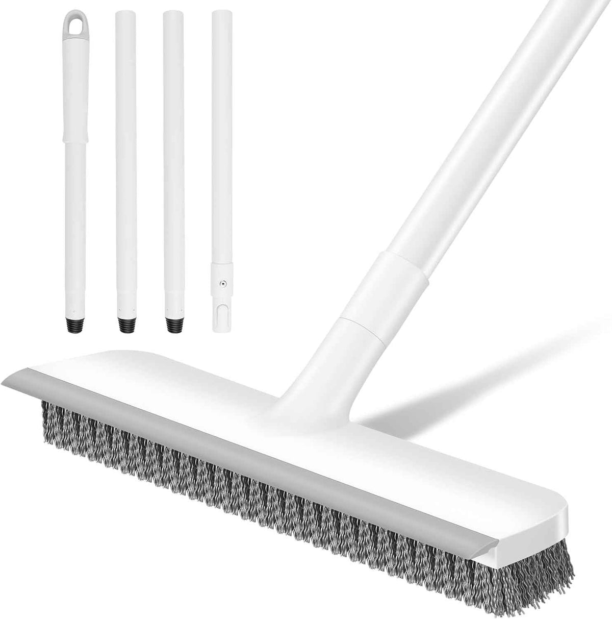 SetSail Floor Scrub Brush with 51-Inch Long Adjustable Handle 2 in 1 Scrape Brush Stiff Bristle Floor Scrubber for Cleaning Shower Bathroom Garage Kitchen Wall Deck Tub Tile
