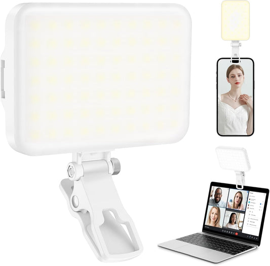ALTSON 60 LED Portable Selfie Light Video Conference Lighting with Clip & Camera Tripod Adapter Rechargeable 2200mAh CRI 97+, 9 Light Modes for Phone iPhone Webcam Laptop Photo Makeup