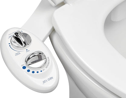 LUXE Bidet NEO 120 - Single Nozzle, Self-Cleaning, Non-Electric Bidet Attachment for Toilet Seat, Adjustable Water Pressure, Rear Wash (White)