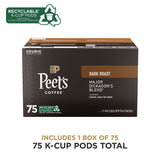 Peet's Coffee Major Dickason's Blend Dark Roast Keurig K-Cup Pods, 75 count, 100% Arabica, recyclable