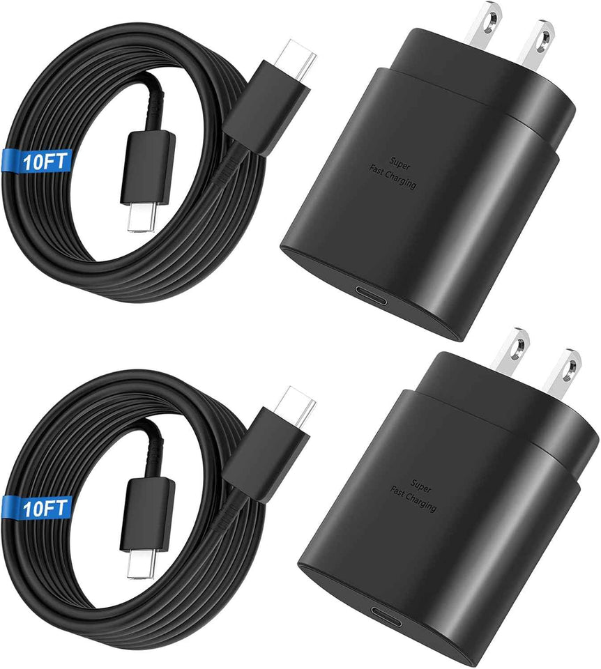 Super Fast Charger Type C, 25W USB C Wall Charger Fast Charging for Samsung Galaxy S25 Ultra/S25/S25+/S24+/S24 Ultra/S24/S24+/S23 Ultra/S22 Ultra/S21 with 10FT Long Android Type C Charger Cable 2Pack