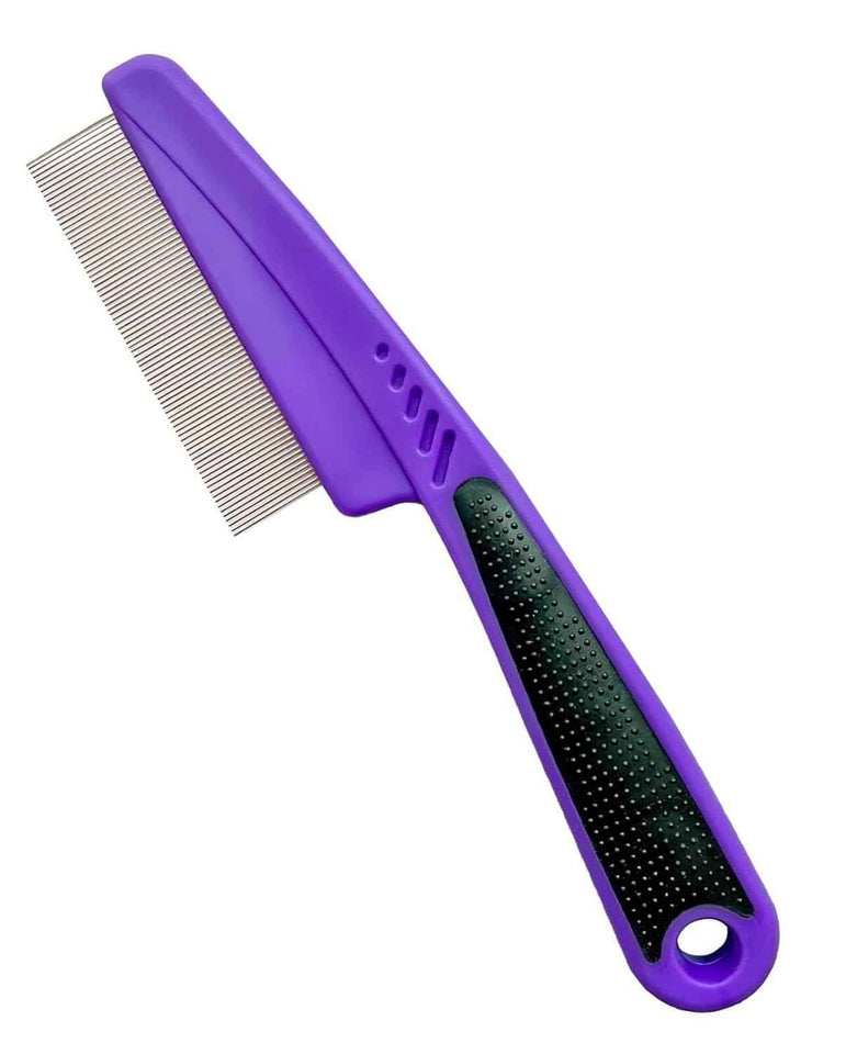 Yumflan Flea Comb with Rubber Handle, Flea and Tick Combs for Dogs & Cats, Fine Tooth Dog Comb for Grooming (Purple) | with Rubber Handle, for Dogs & Cats, for Grooming, Purple
