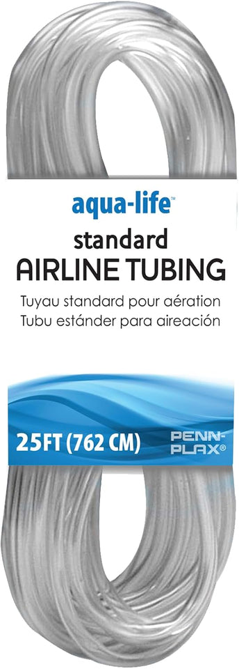 Penn-Plax clear and flexible 3/16" airline tubing for aquariums, 25 feet, safe for freshwater and saltwater fish tanks