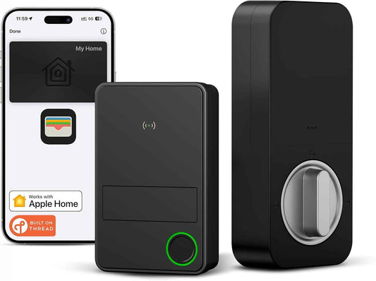 X3 Apple Home Key Door Lock Deadbolt, iOS ONLY, Smart Keyless Entry Door Lock with Fingerprint, Works with HomeKit Over Thread (Border Router), Voice/App/Remote Control, IP65 Weatherproof, Black