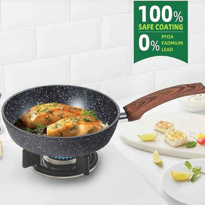 Kitchen Academy Induction Pots and Pans Set Non Stick - 12 Piece Granite Cookware Set, Black Kitchen Nonstick Cooking Pans Set