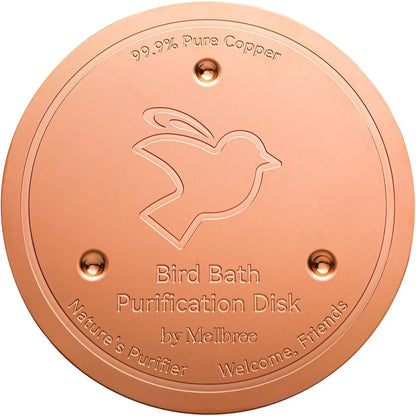 Mellbree Bird Bath Copper Disk, 0.6mm Reinforced 99.99% PLre Copper Cleaning Disk for Physical Safe Clean Water All-Season, Universal Fit for Outdoor Birdbaths, Bowl, Bird Bath Solar
