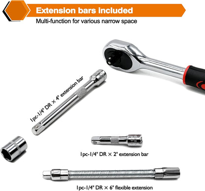Egofine 46 Pcs Socket Ratchet Wrench Set for Car & Home Repair