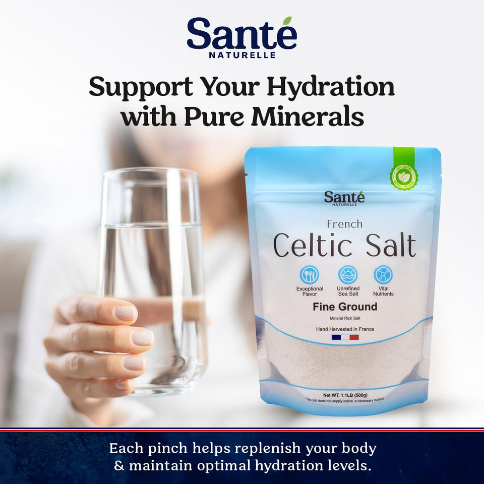 sante naturelle celtic salt 1.1lb french mineral sea salt organic rich in 82+ minerals hand harvested sal celtica