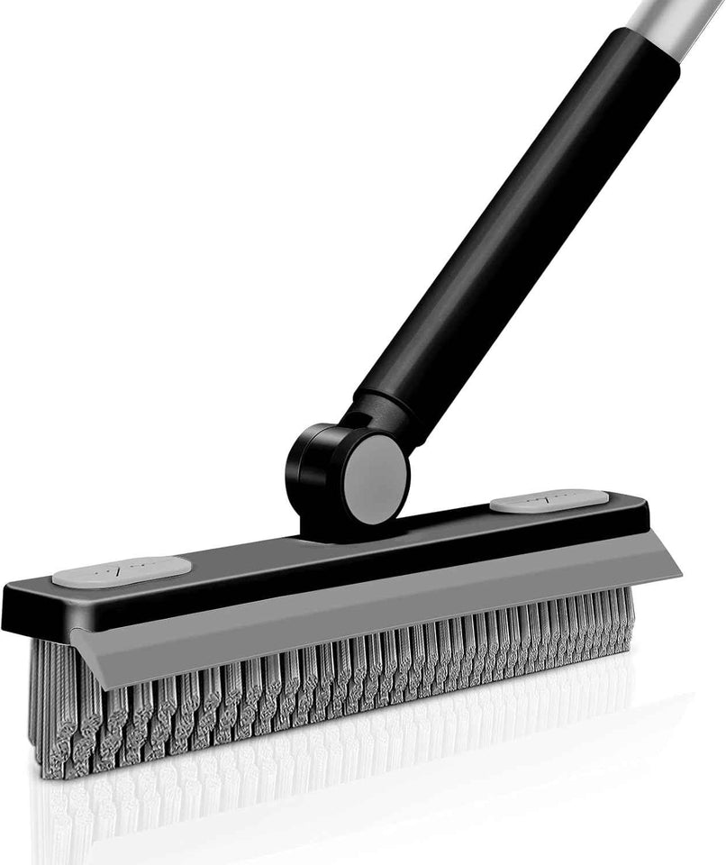 SetSail Grout Cleaner Brush with Long Handle, V-Shaped Floor Scrub Brush Swivel Grout Brush Stiff Bristle Floor Grout Scrubber for Bathroom, Tile Line, Crevice, Kitchen, Wall, Deck, Garage, White Grey