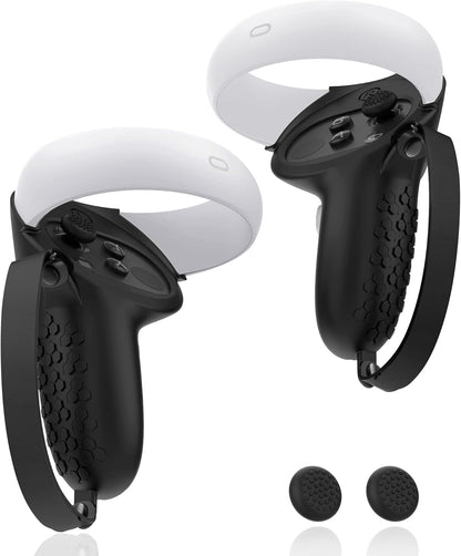 AMZDM Controller Grip for Oculus Quest 2 Accessories Grips Cover for VR Touch Controllers Covers Protector with Non-Slip Thumb Grips 1Pair Black