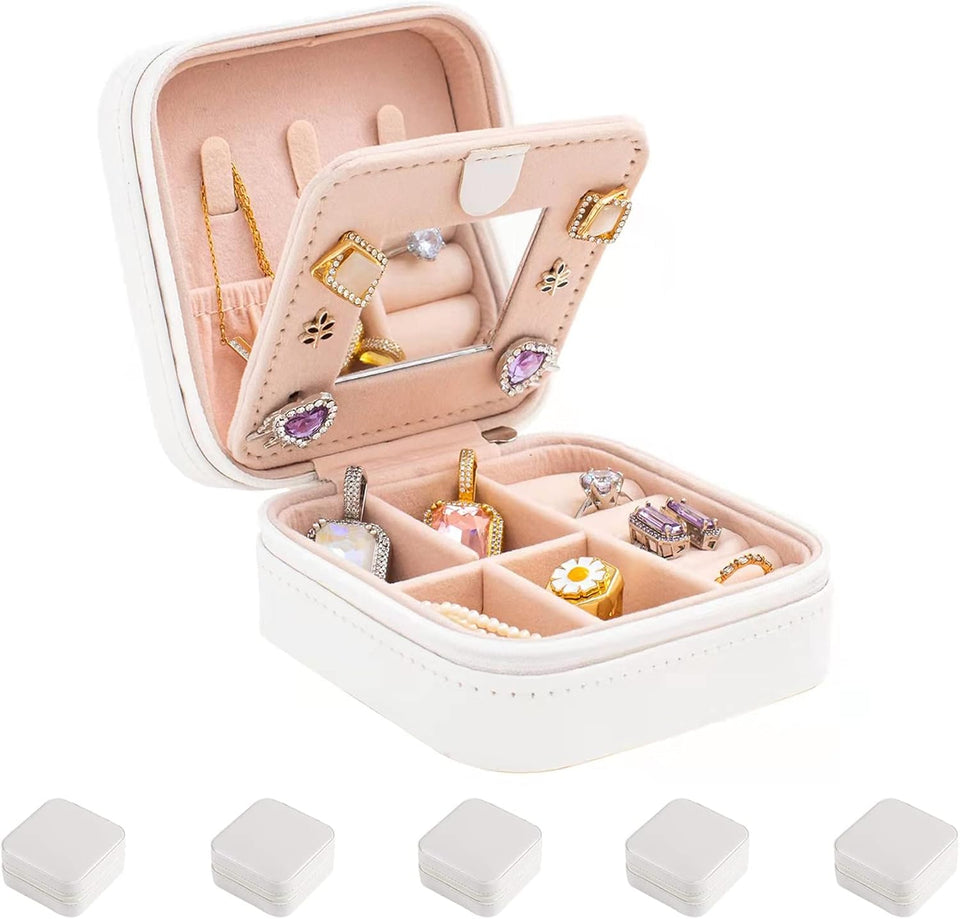 keLofoN small pink jewelry case with mirror travel gift for girls women