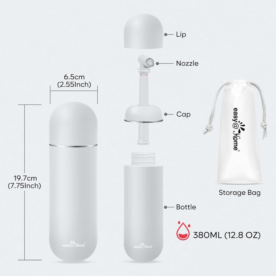 Easy@Home Portable Bidet Kit for Travel: EPB-01 Grey, 380mL Handheld Sprayer for Women & Men