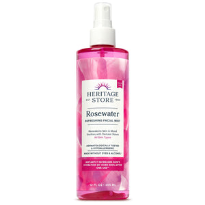 heritage store rosewater 12oz facial mist for glowing skin all skin types vegan cruelty free