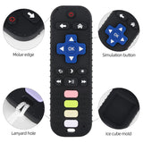 Chuya Baby Teether Toy Chew Toys for Babies 3-24 Months TV Remote Control Shape Teething Relief for Infants (Black)