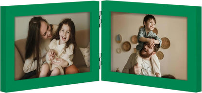 decorUhome double 4x6 picture frame vertical engineered wood bifold photo frame with plexiglass tabletop display black