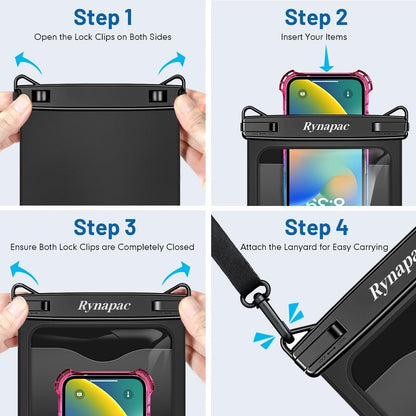 [Up to 10"] Large Waterproof Phone Pouch Bag - 2 Pack IPX8 Waterproof Phone Case for iPhone 17 16 15 Pro Max Galaxy S25 S24 Ultra, Touchscreen & Underwater Photography, Beach Cruise Travel Essentials