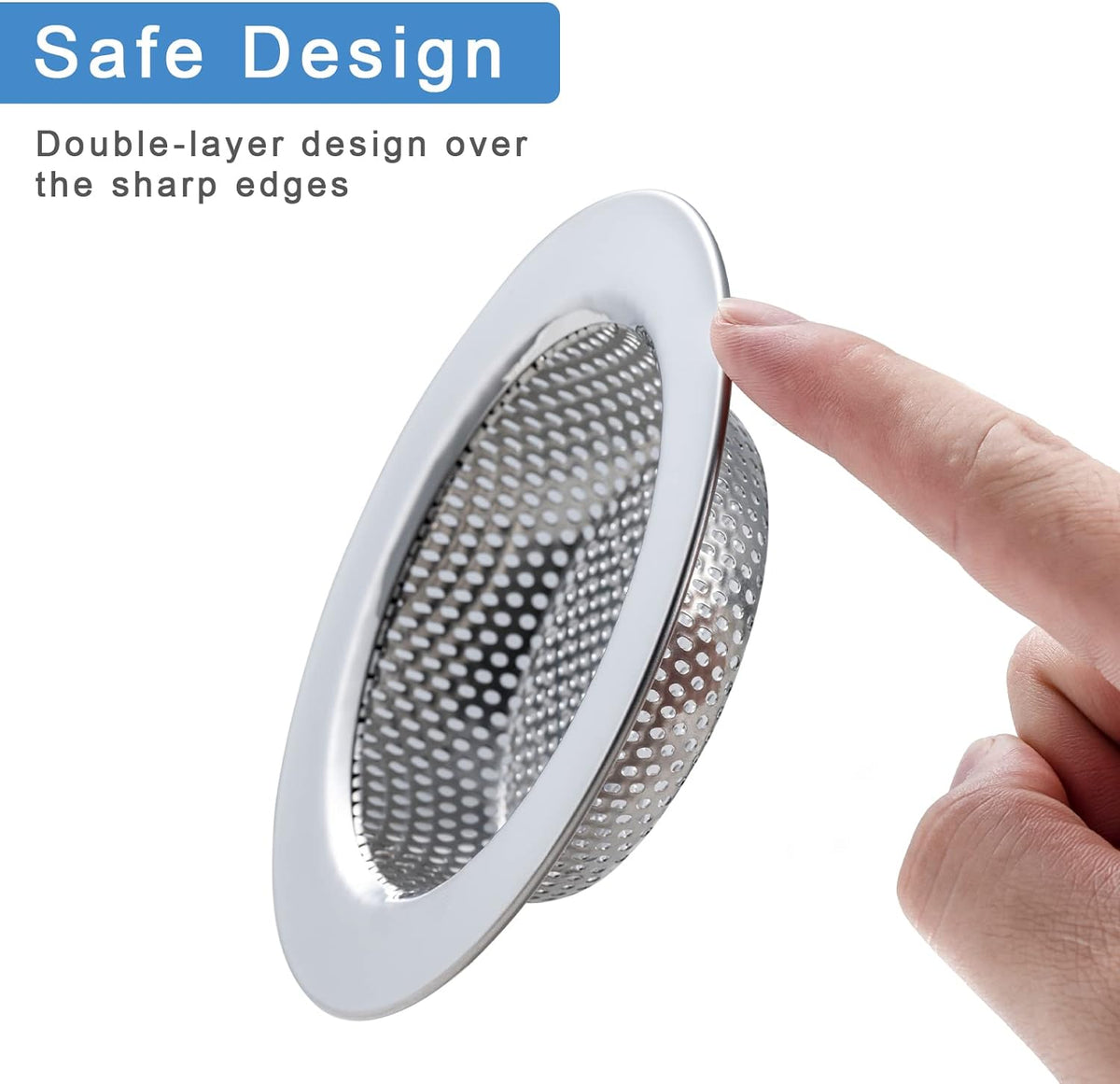 2 Pcs Sink Strainer for Most Kitchen Sink Drain Basket, Upgraded Double-Layer Safe Design Kitchen Sink Strainer (Outer Diameter 4.5 Inch)