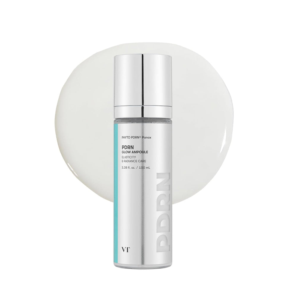 vt cosmetics pdrn glow ampoule, 3.38 fl oz, korean skincare, vegan, fragrance-free, deep hydration