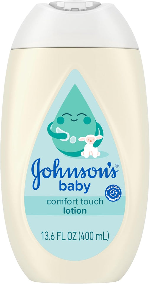 johnsons baby comfort touch newborn baby face body lotion, 13.6 fl oz, hypoallergenic, paraben-free, new baby essentials