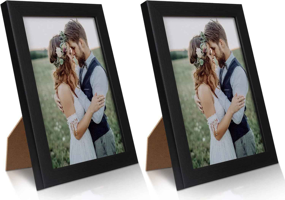 PECULA 2 Pack 5x7 Picture Frame, Black Picture Frame for Wall and Tabletop Display, Resistant Plastic Clear Plexiglass for Vertical or Horizontal Display