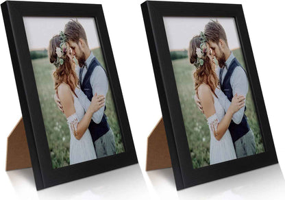 PECULA 2 Pack 5x7 Picture Frame, Black Picture Frame for Wall and Tabletop Display, Resistant Plastic Clear Plexiglass for Vertical or Horizontal Display