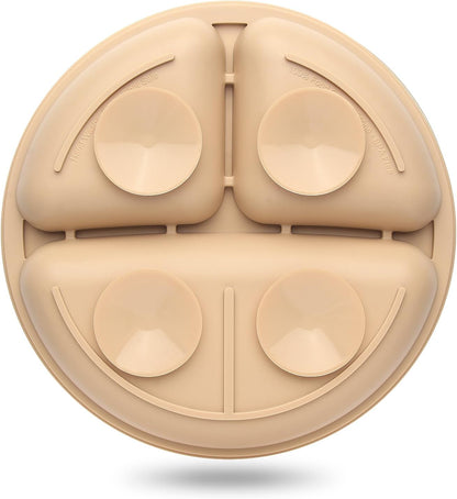 Toddler Plates 3 Pack, Divided Suction Plates for Baby, 100% Food Grade Silicone Baby Plates, Non-Slip, Baby Led Weaning Supplies, Microwave & Dishwasher Safe