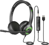 usb headset with noise cancelling microphone for pc laptop headphones black