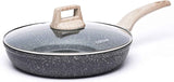 CAROTE Non Stick Frying Pan Skillet, Nonstick Granite Fry Pan with Glass Lid, Egg Pan Omelet Pans, Stone Cookware Chef's Pan, PFOA Free (Classic Granite, 10-Inch)