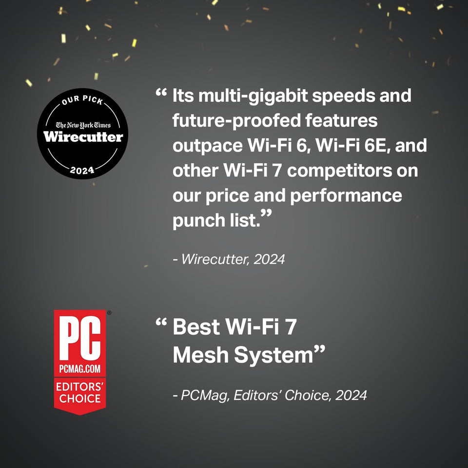 TP-Link Deco 7 Pro BE63 Tri-Band WiFi 7 BE10000 Whole Home Mesh System - 6-Stream 10 Gbps, 4x2.5G Ports Wired Backhaul, 4X Smart Internal Antennas, VPN, HomeShield, Free Expert Support (3-Pack)