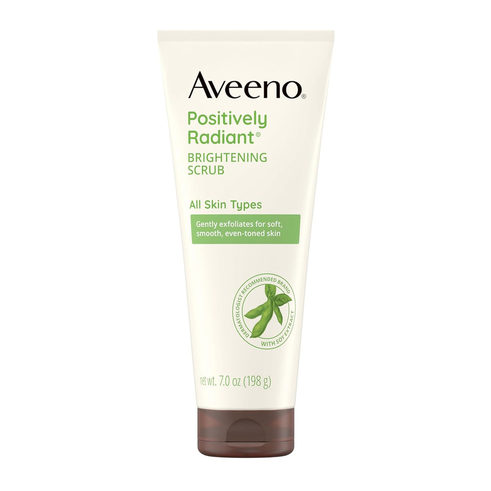 Aveeno positively radiant face scrub & exfoliating daily face wash with moisture-rich soy extract, 7 oz