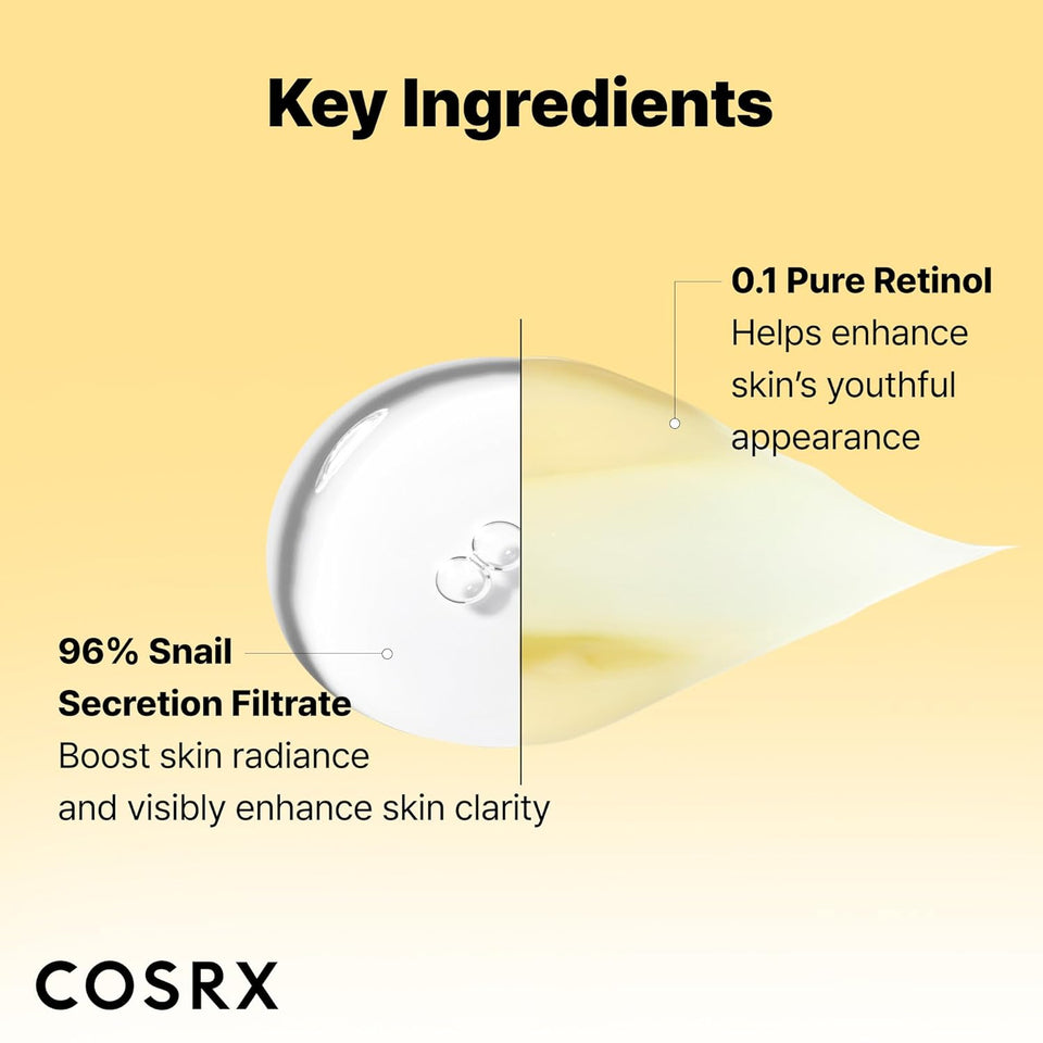 cosrx snail 96 mucin power essence 2ea & retinol 0.1% cream mini sample gift set for glass skin