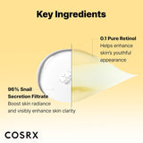 cosrx snail 96 mucin power essence 2ea & retinol 0.1% cream mini sample gift set for glass skin